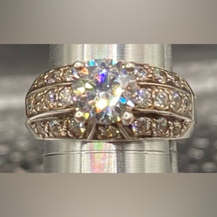 Sterling Silver 925 Round Solitaire Ring Pave Engagement Bridal Size 6 Sparkle